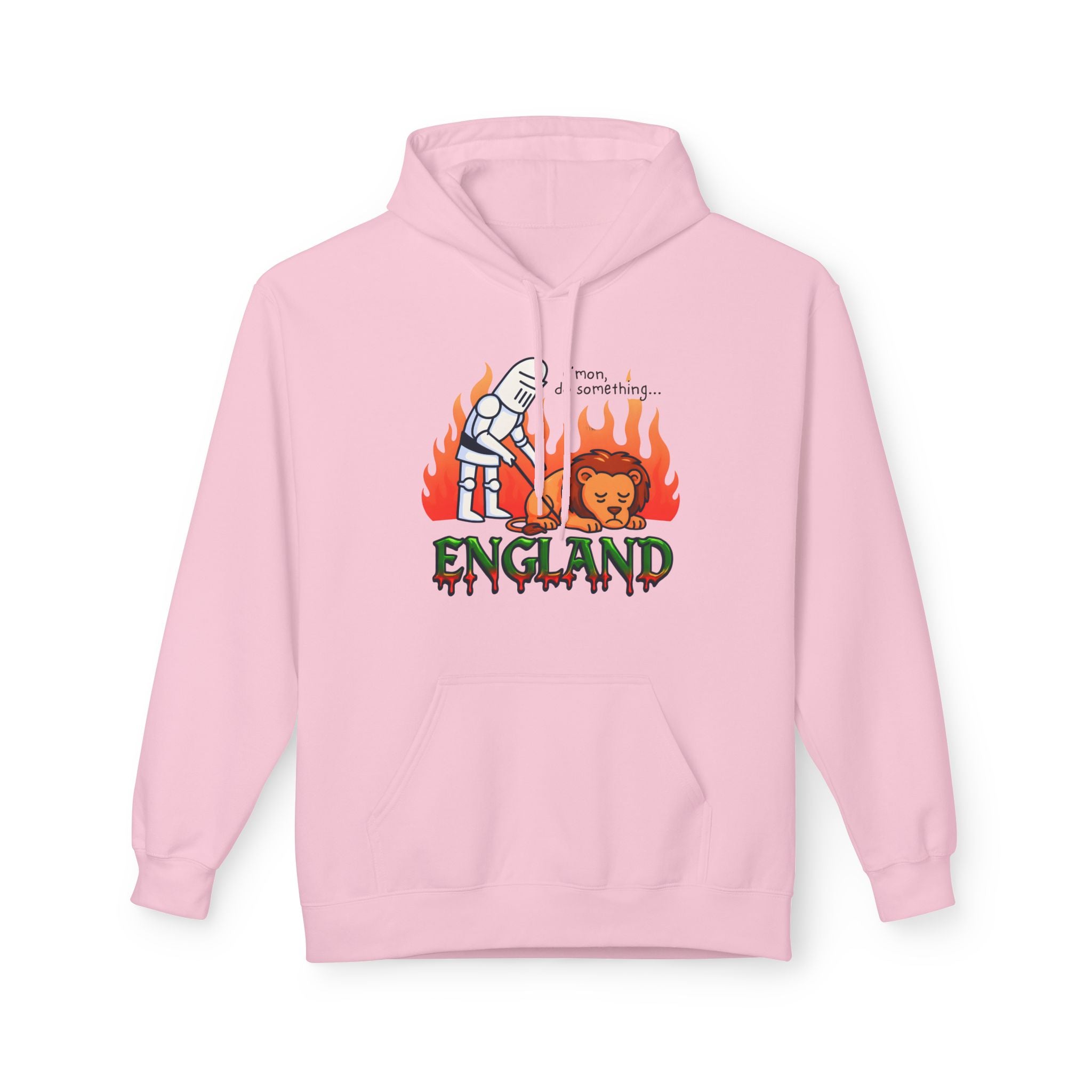 C'mon Do Something Funny England Meme Unisex Hoodie | Sad Lion & Knight Cartoon National Pride Jumper | English Pride Sweater