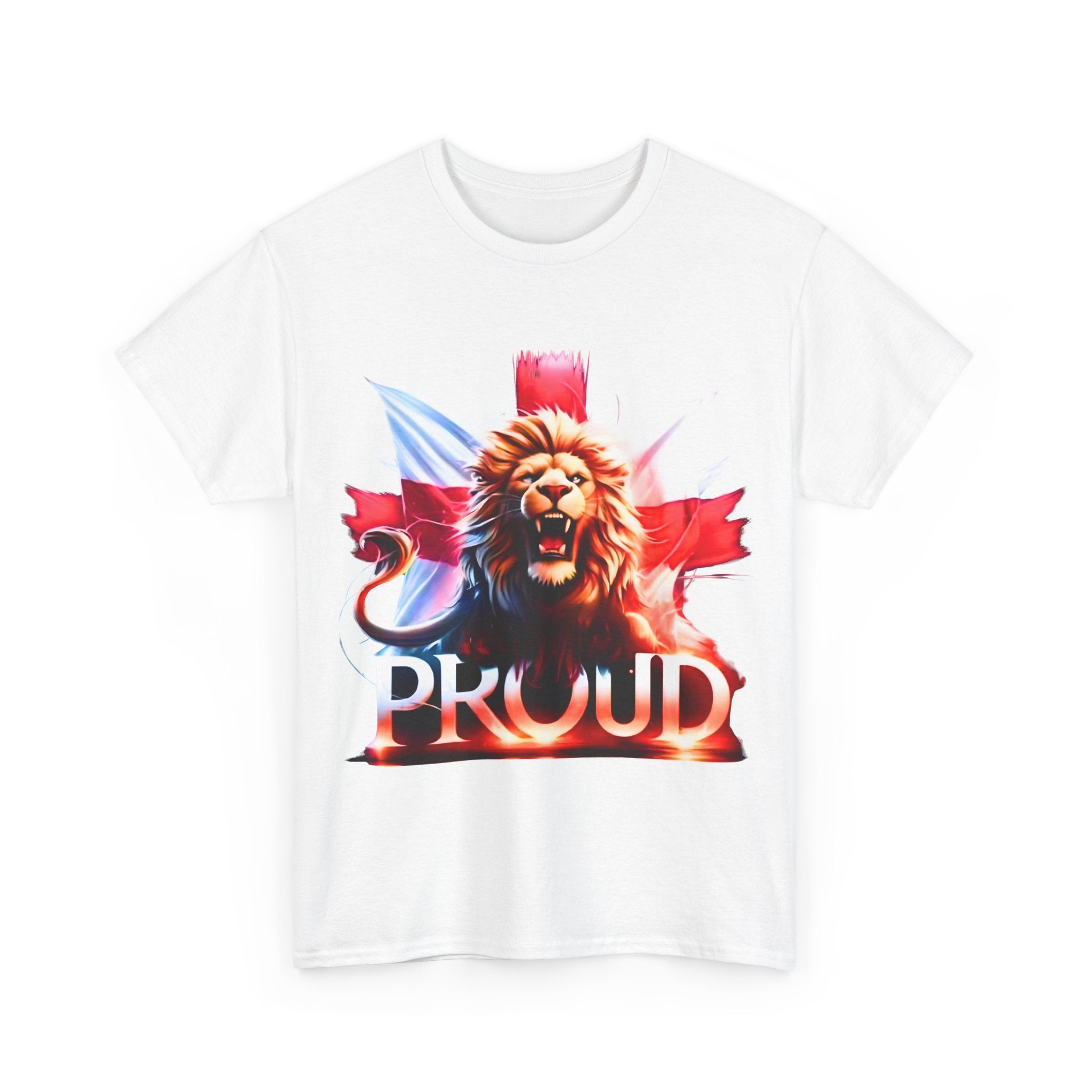 Proud Lion Unisex Cotton Tee (Transparent Background) | English Patriot Shirt | MEGA | Patriotic UK T-Shirt | National Pride Rally Merch