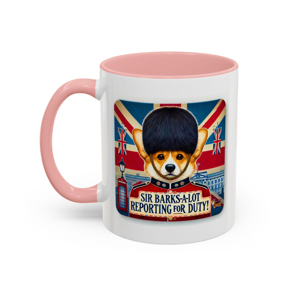 Sir Barks-a-Lot Accent Coffee Mug | Patriotic British Doggy Design | Whimsical 11oz Cup Multiple Colors | Lead & BPA-Free, C-Shaped Handle