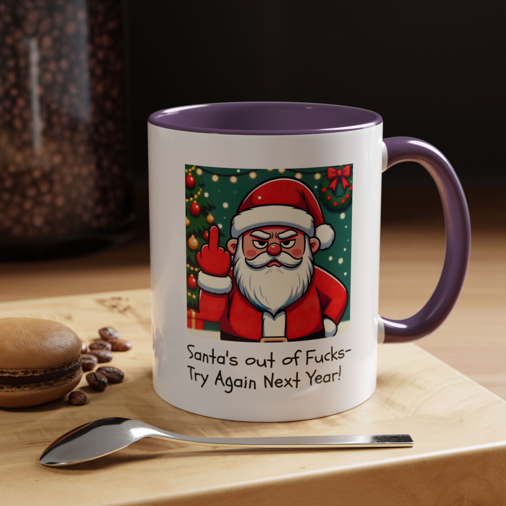 Bad Santa Middle Finger Mug | Rude and Offensive Christmas Funny Gag Gift