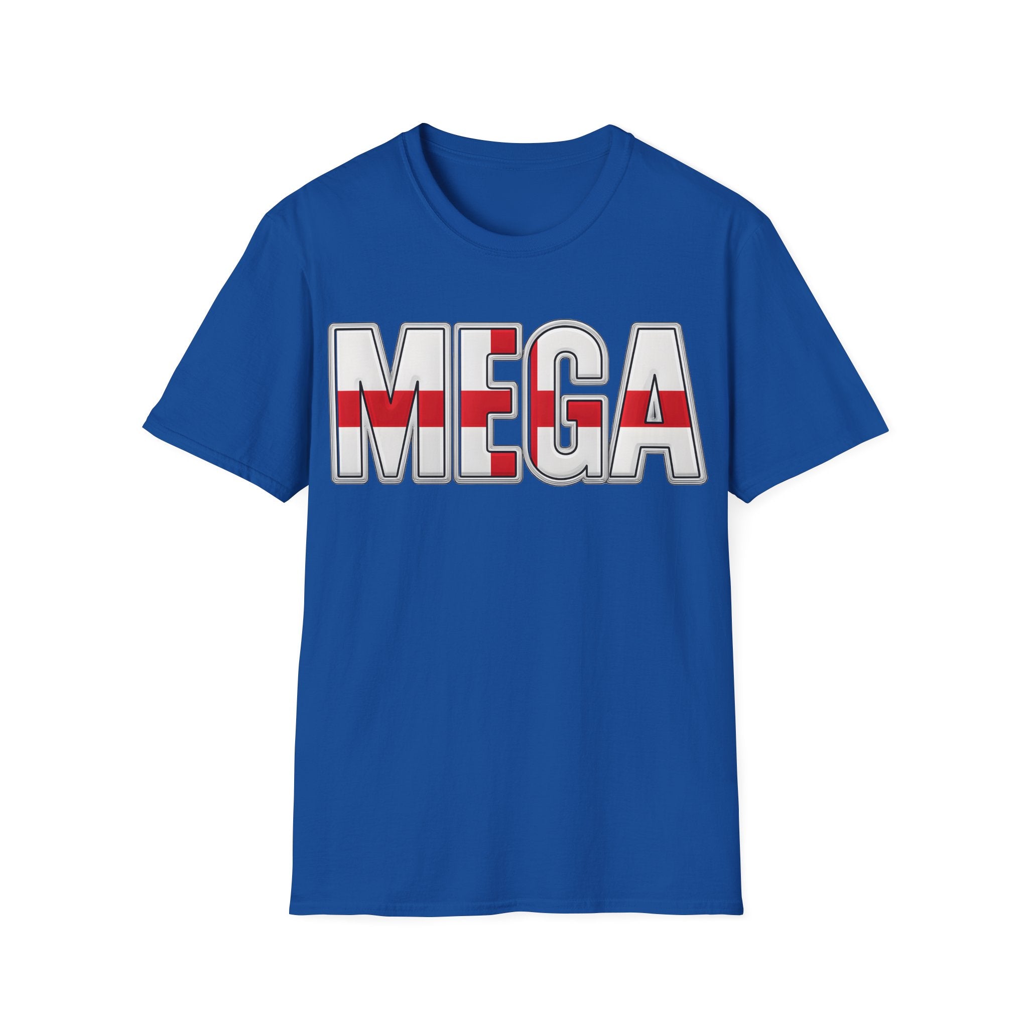 MEGA England T-Shirt | Iridescent Glossy Georges Cross Lion Tee | English Patriotic Shirt | Funny St George's Day England Top