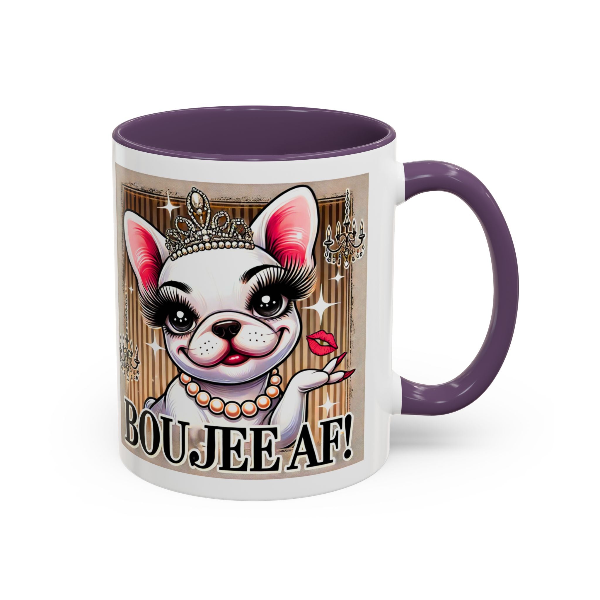 BOUJEE AF Frenchie Mug | 11oz Cute Ceramic Coffee Cup Gift for Animal Lovers | French Bulldog Novelty Mug