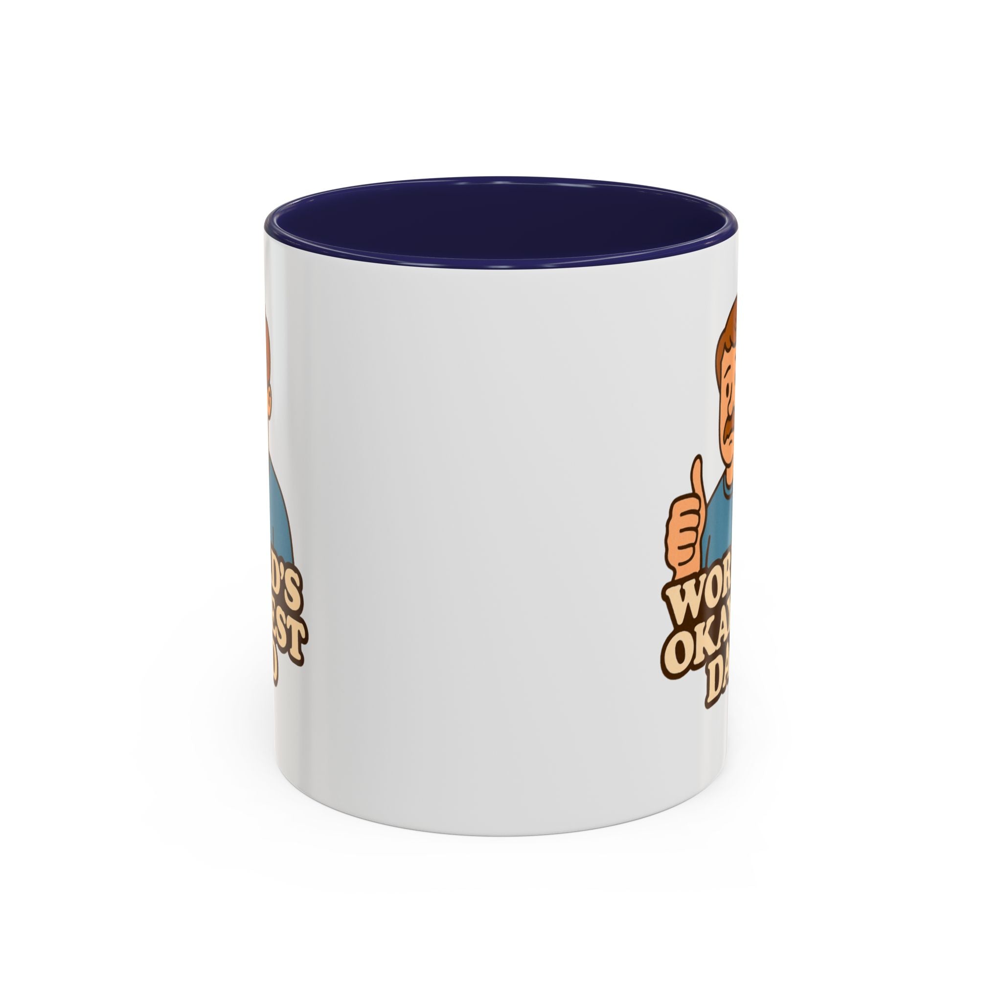 Worlds Okayest Dad Mug - Funny Fathers Day Gift |  11oz Sarcastic Coffee Cup | Thumbs Up Dad