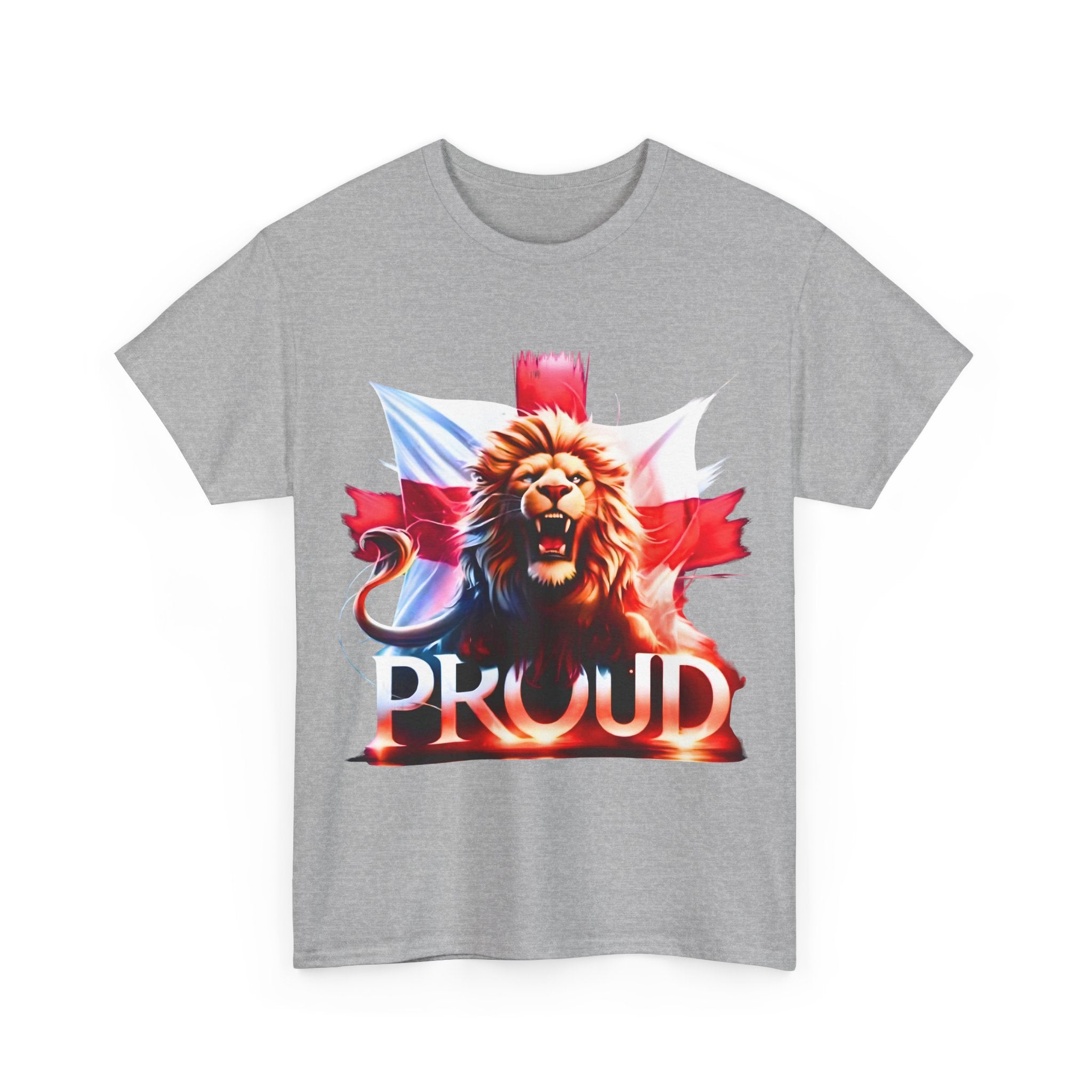 Proud Lion Unisex Cotton Tee (Transparent Background) | English Patriot Shirt | MEGA | Patriotic UK T-Shirt | National Pride Rally Merch