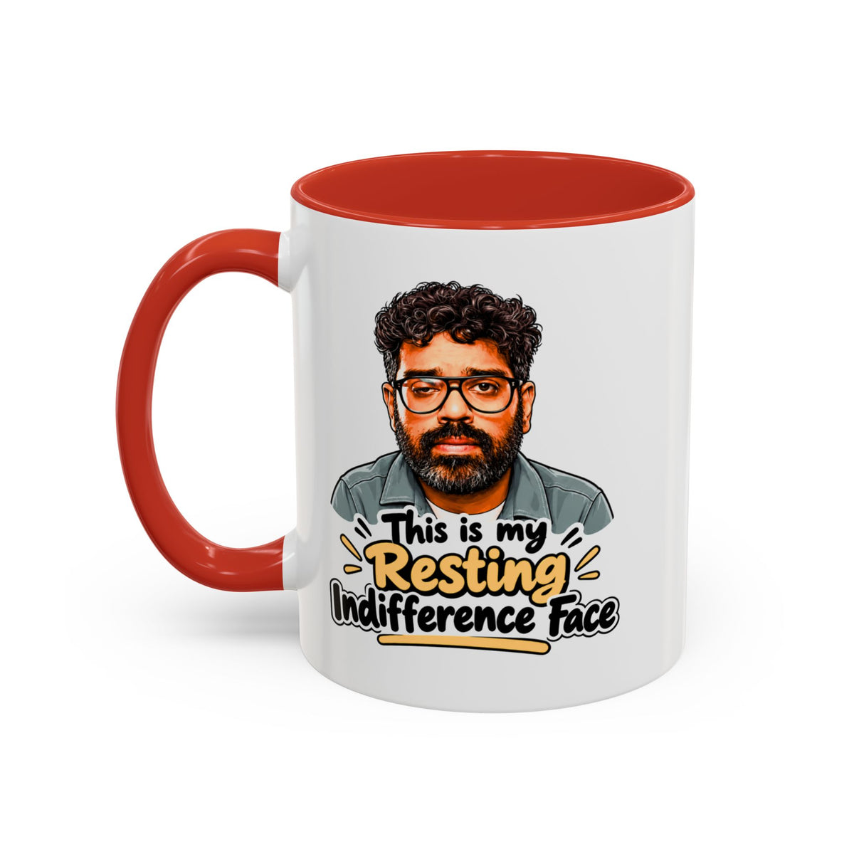 Romesh Ranganathan resting indifference face Celebrity Traitors mug, photo 5