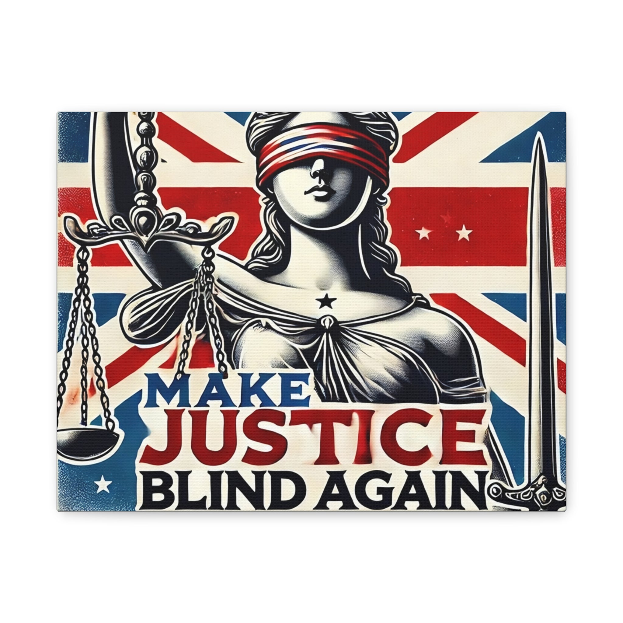Make Justice Blind Again Wall Art | Canvas Print | Justice Is Blind Wall Decor, Legal Theme Home Decor | Free Speech Equality Artwork