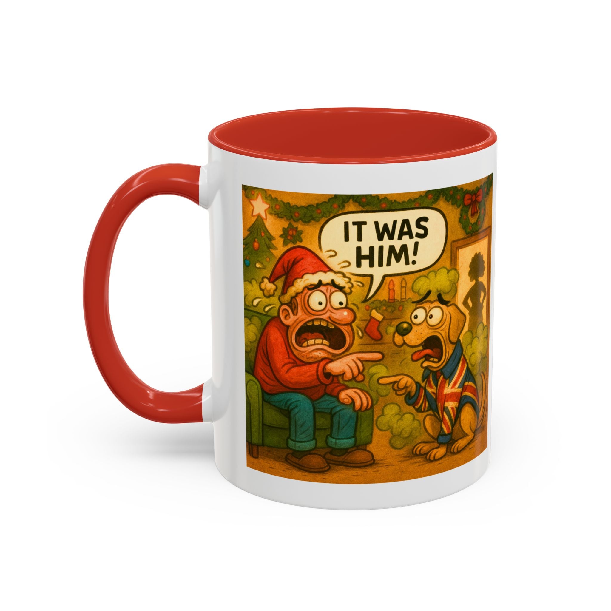 Christmas Mug with Dog - It Was Him Funny UK Gift | Relatable Farting Dad and Dog Cup