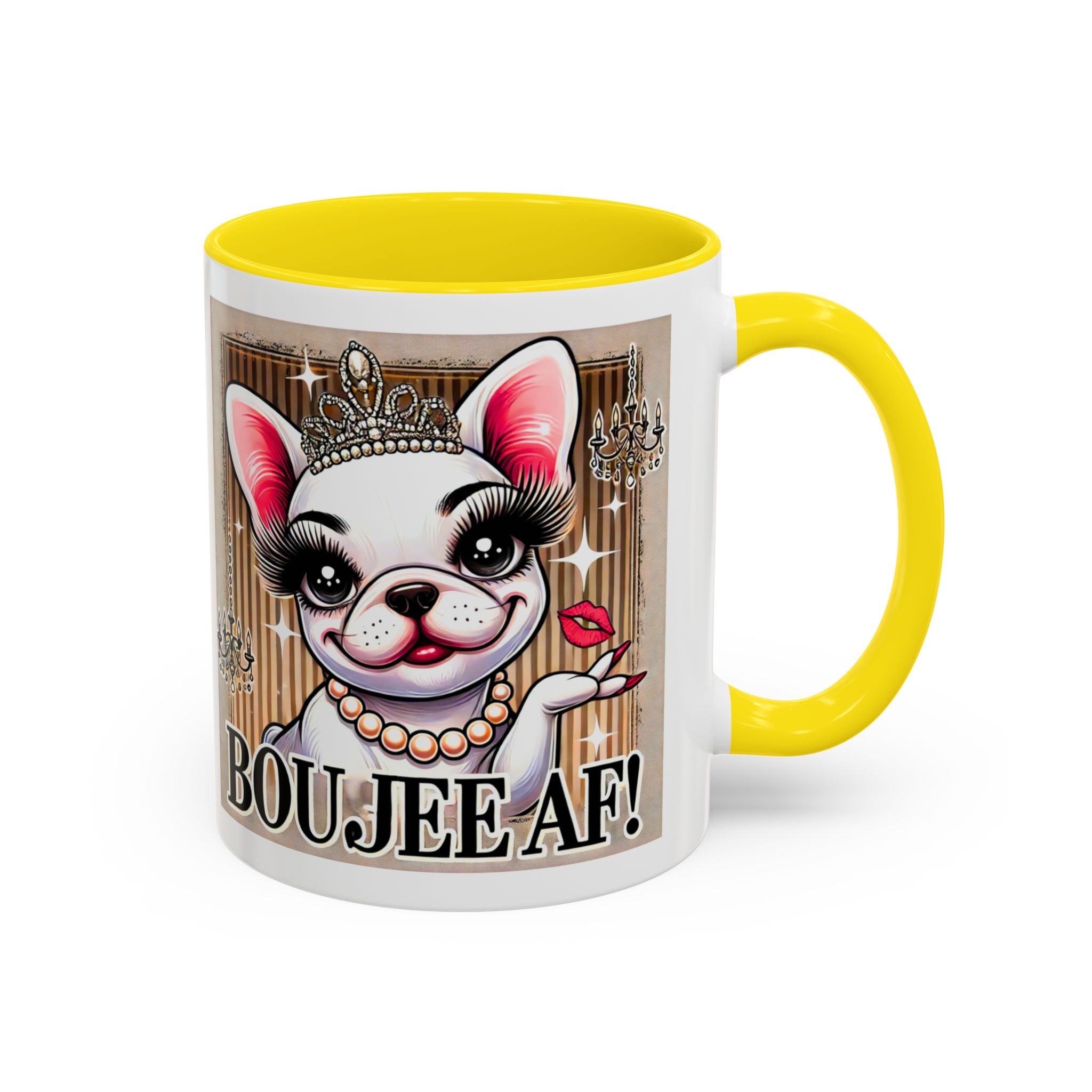 BOUJEE AF Frenchie Mug | 11oz Cute Ceramic Coffee Cup Gift for Animal Lovers | French Bulldog Novelty Mug
