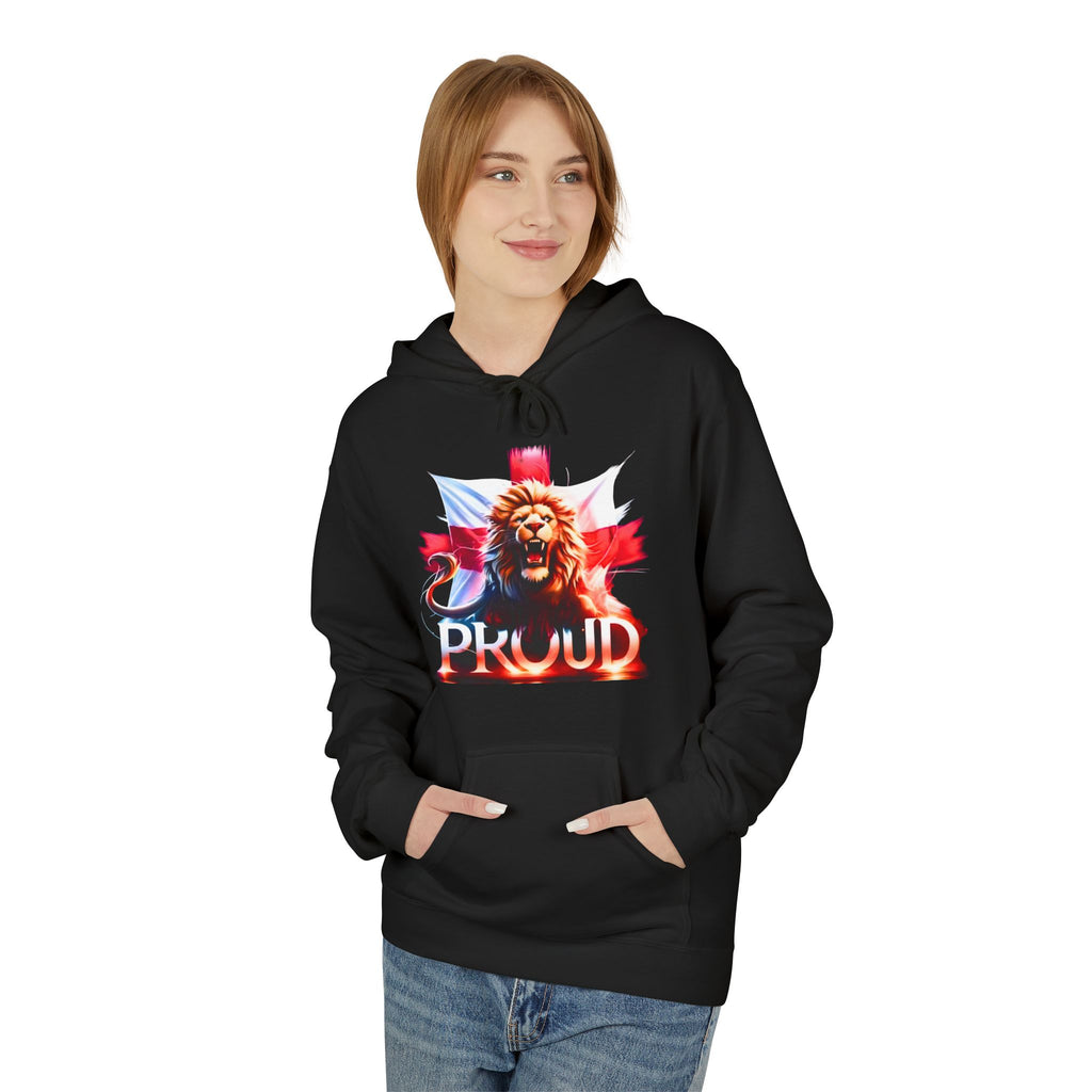 Proud Lion Unisex Hoodie | English Flag St. George Cross Hoodie | Patriotic England Gift | Raise the Colours Jumper