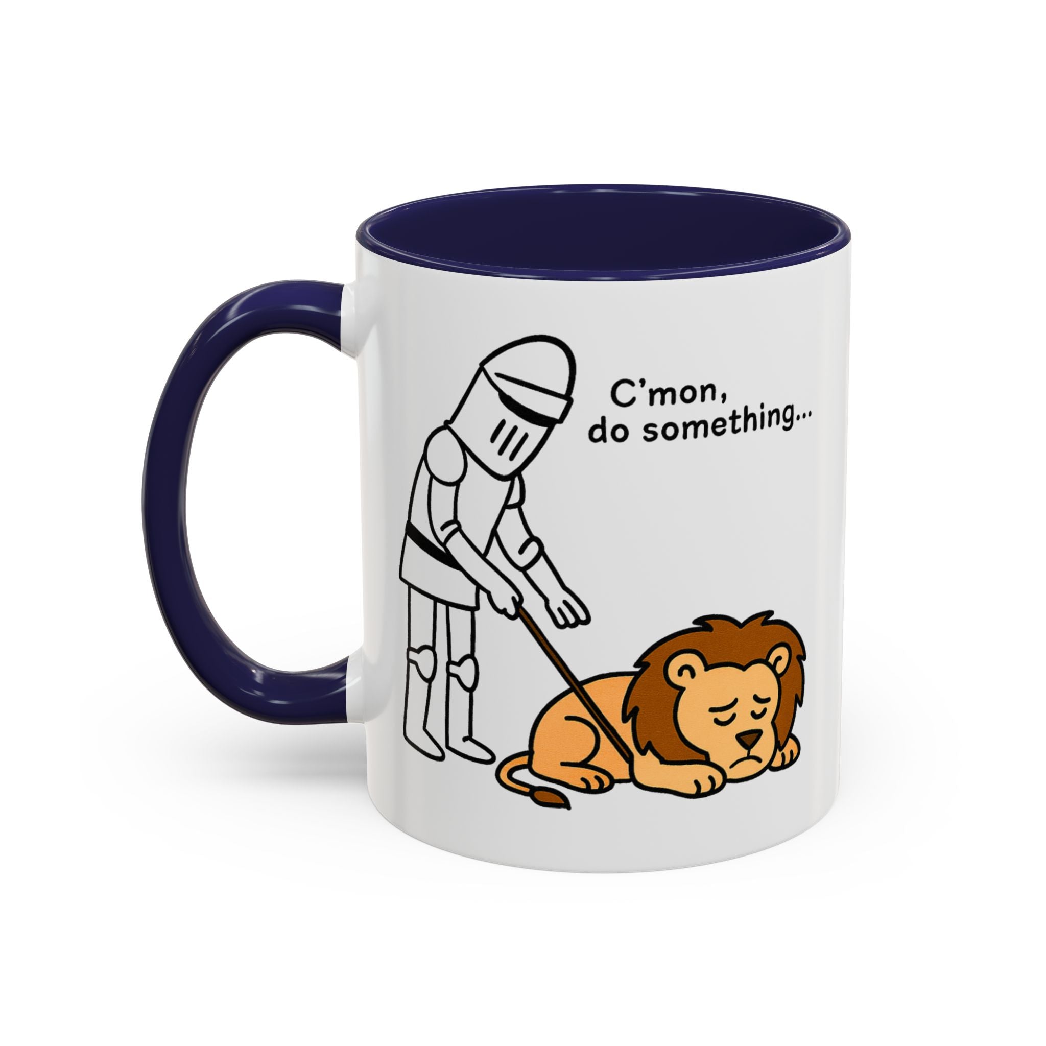 C'mon, Do Something Meme Mug | England Lion & Knight Tea Cup | 11oz Funny Medieval Parody Mug | English Patriot Mug