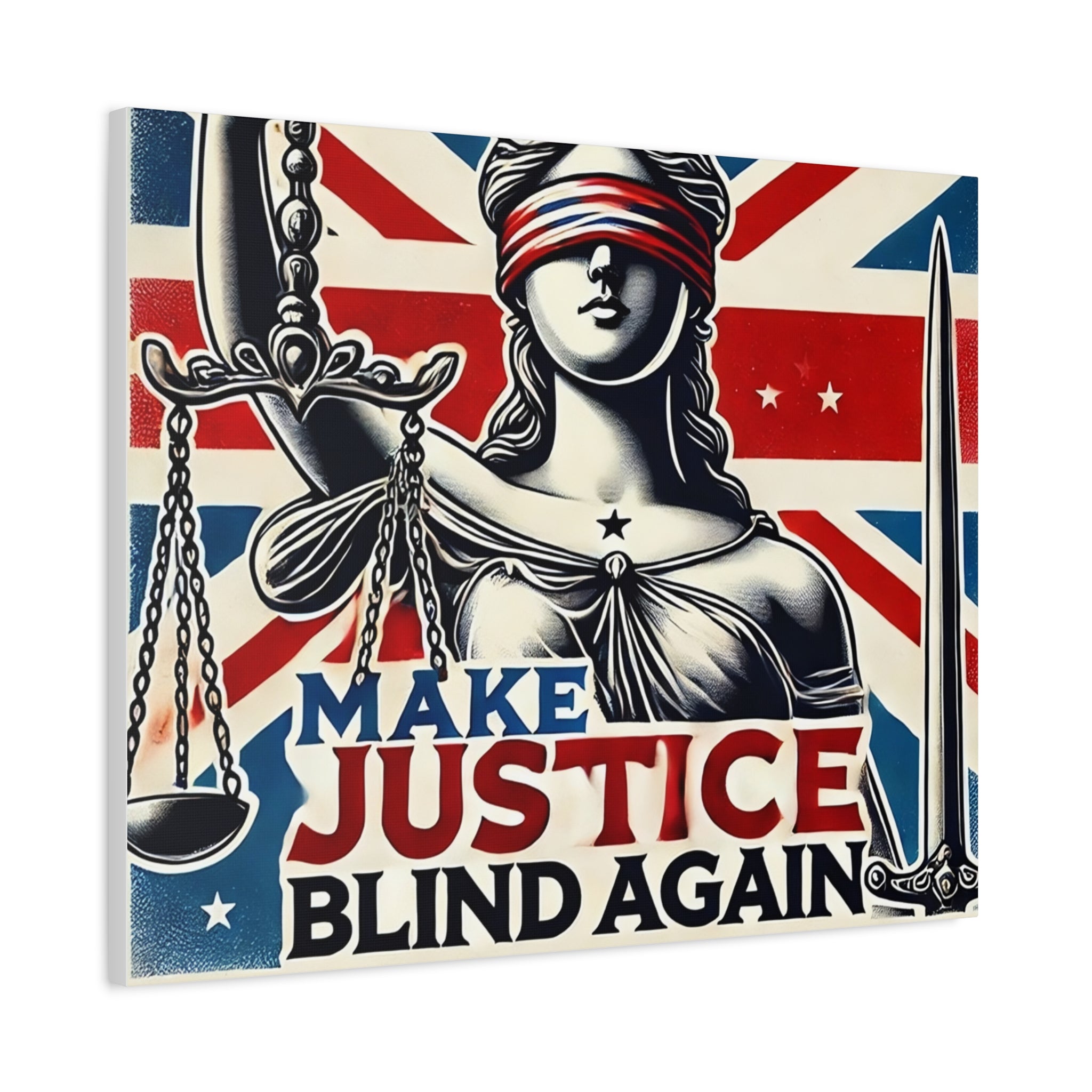 Make Justice Blind Again Wall Art | Canvas Print | Justice Is Blind Wall Decor, Legal Theme Home Decor | Free Speech Equality Artwork