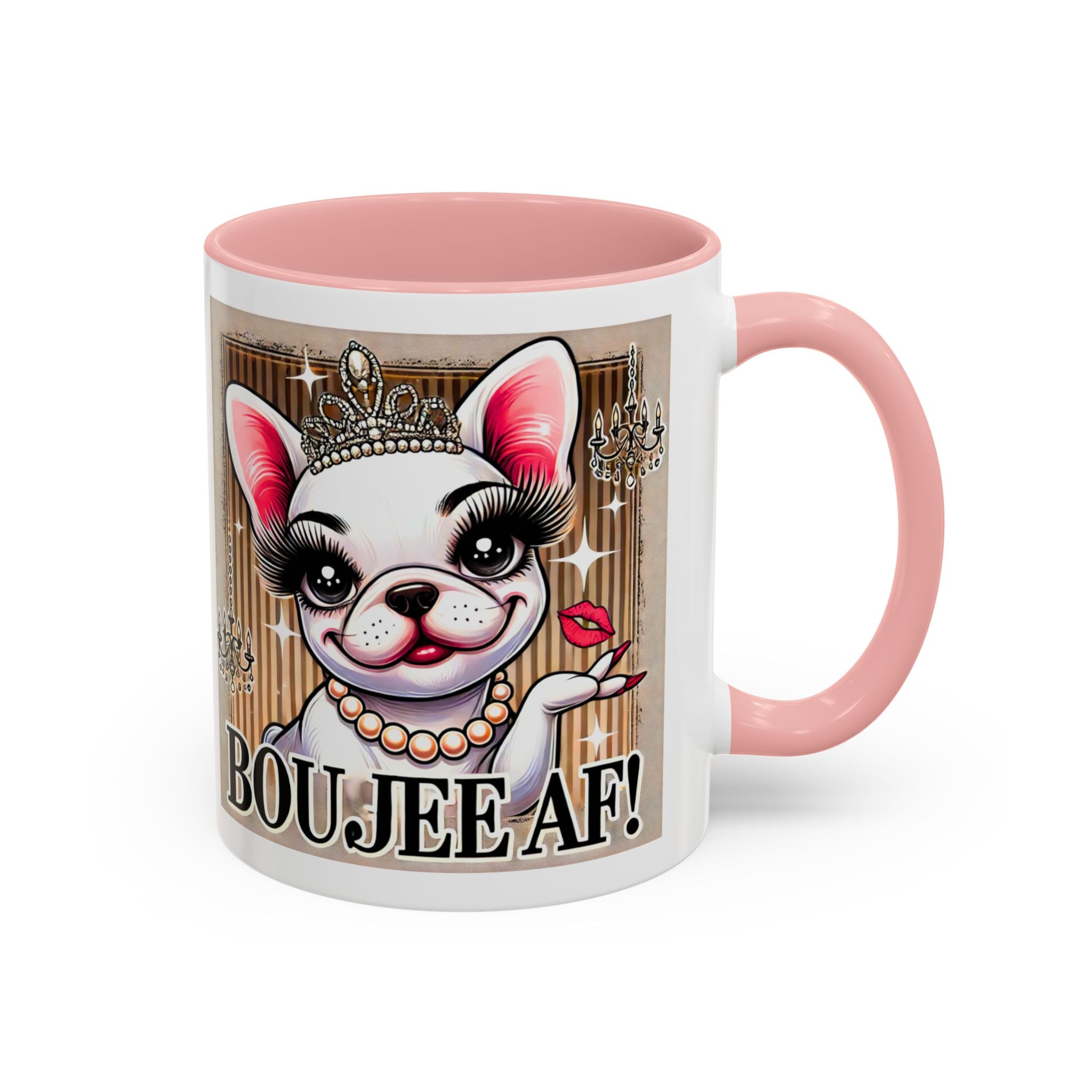 BOUJEE AF Frenchie Mug | 11oz Cute Ceramic Coffee Cup Gift for Animal Lovers | French Bulldog Novelty Mug