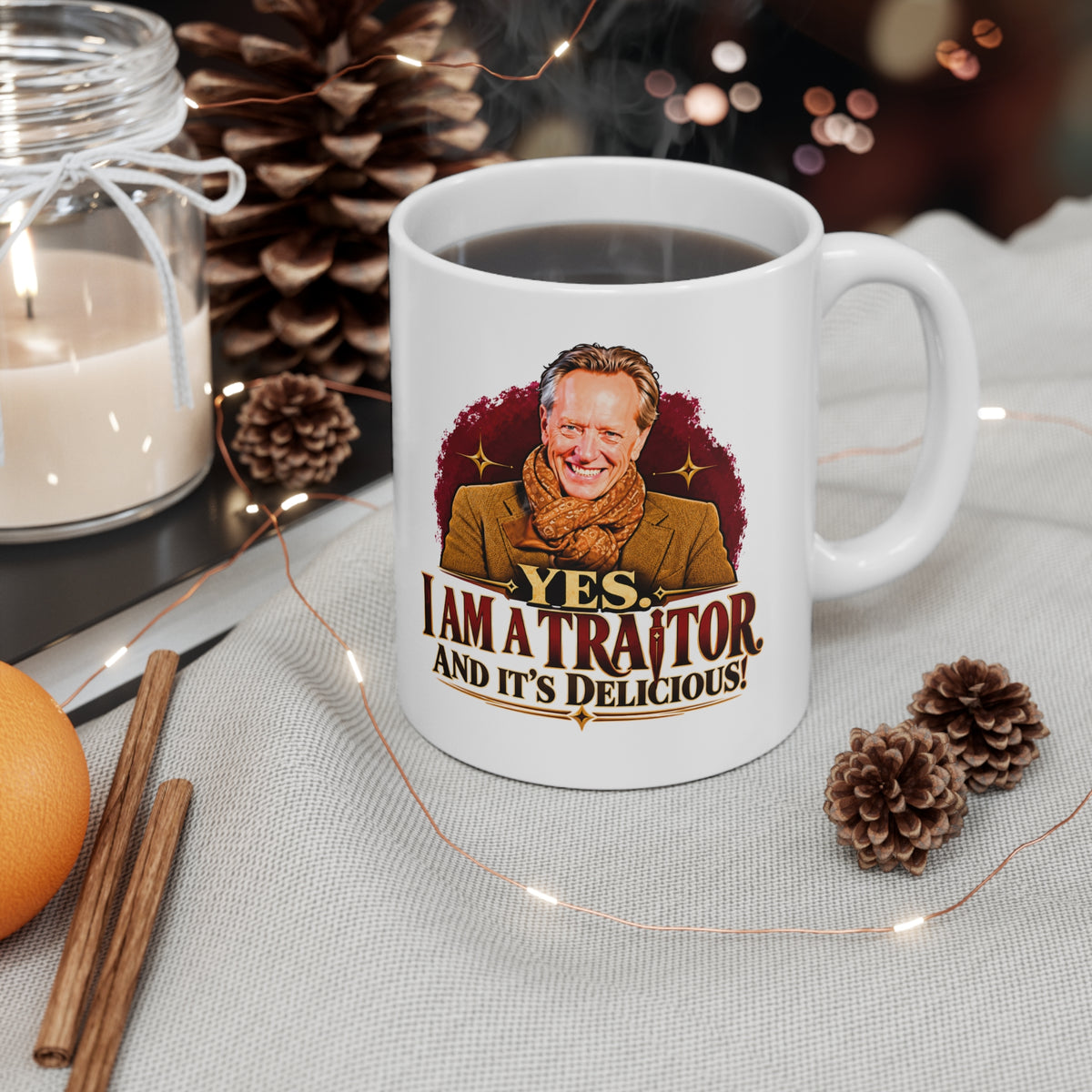 Richard E Grant Yes I Am a Traitor and It's Delicious Celebrity Traitors mug, photo 4