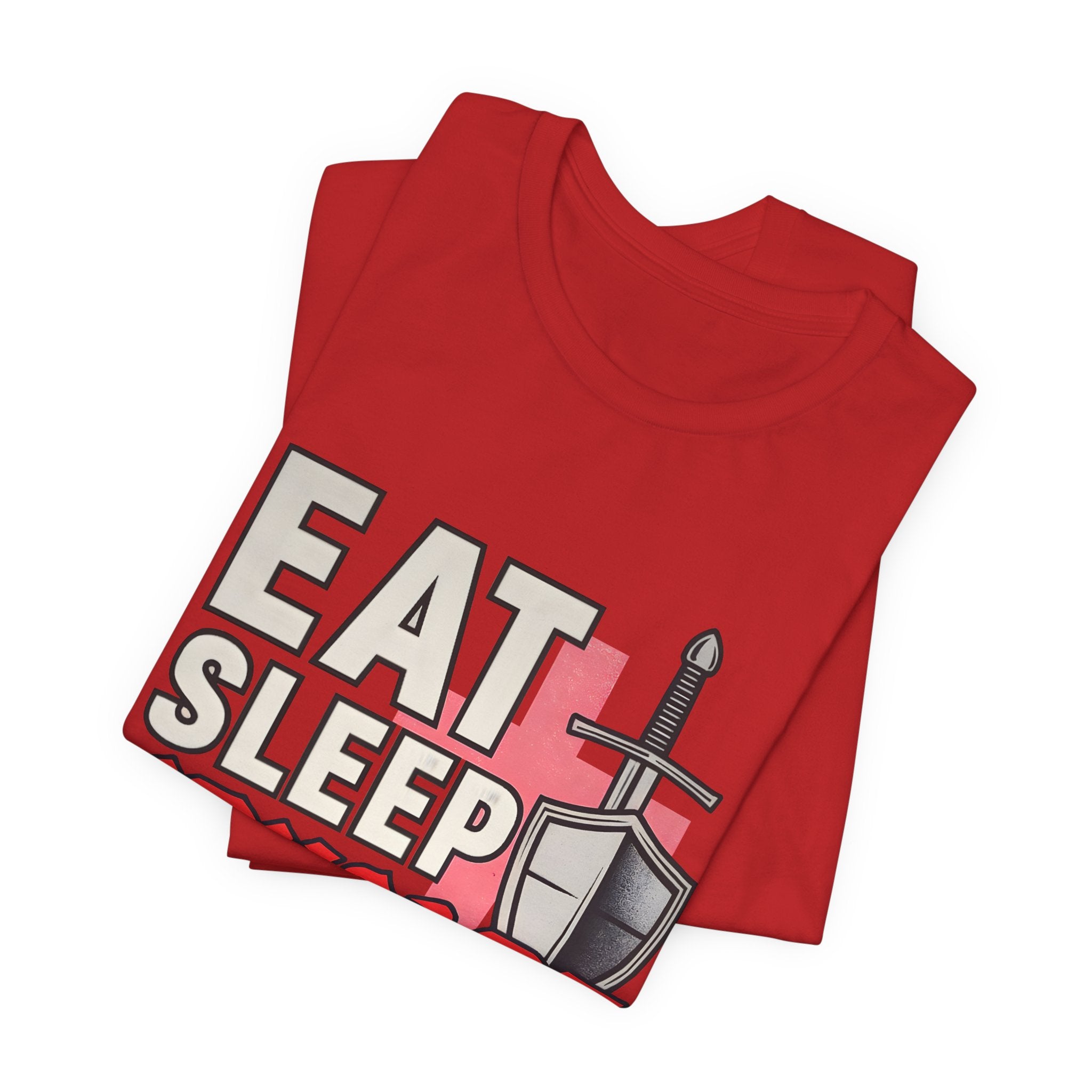 Eat Sleep Crusade Repeat T-Shirt | UK Patriot Medieval Sword & Shield Design | English National Pride Tee