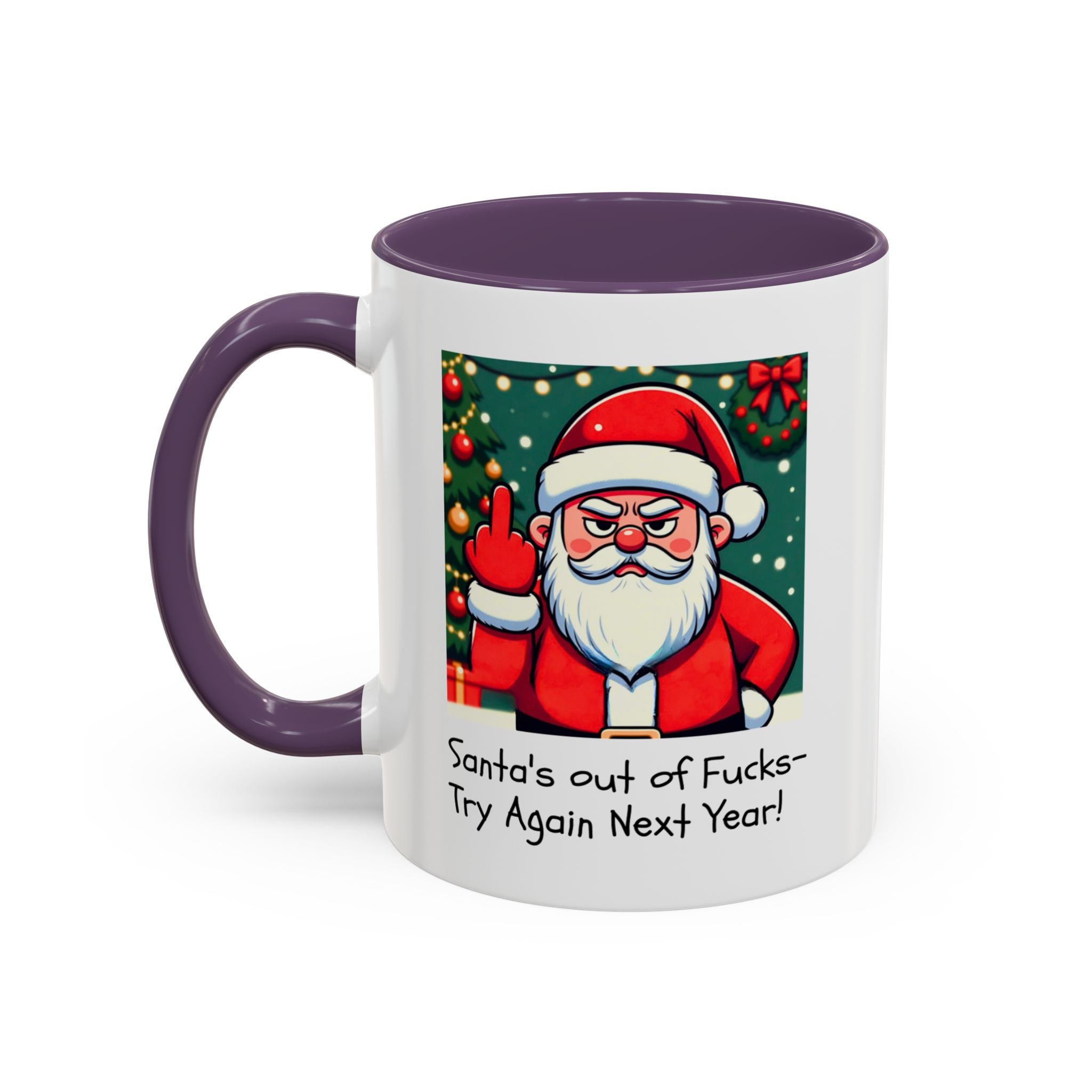 Bad Santa Middle Finger Mug | Rude and Offensive Christmas Funny Gag Gift