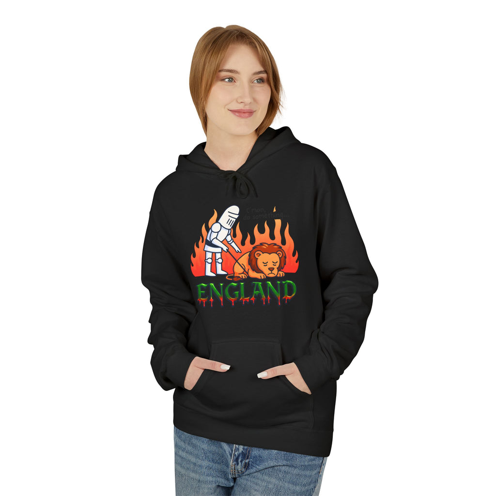 C'mon Do Something Funny England Meme Unisex Hoodie | Sad Lion & Knight Cartoon National Pride Jumper | English Pride Sweater