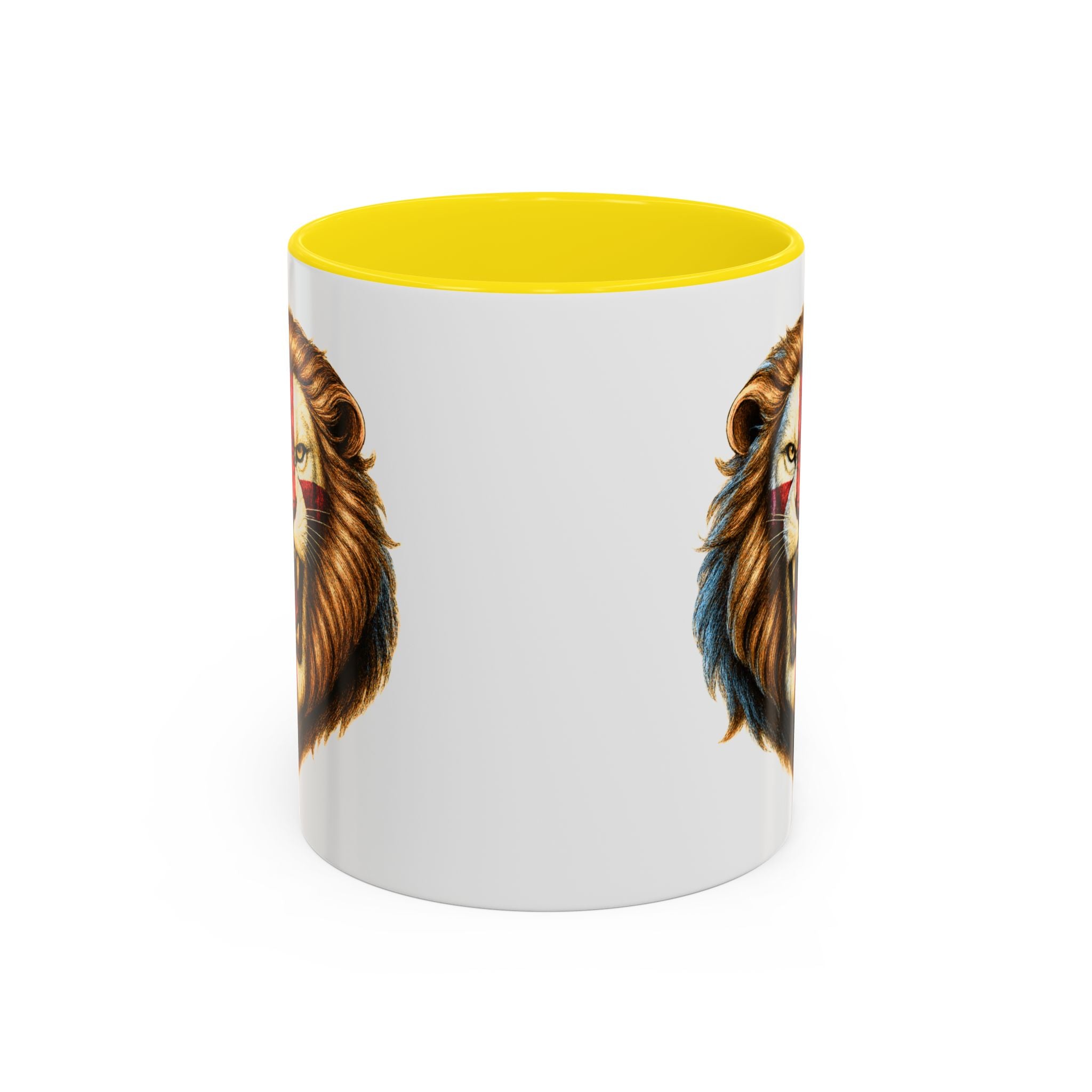Roaring English Lion Accent Mug | St. George's Cross Patriotic Coffee Cup | Funny Medieval England Gift in Glossy Finish