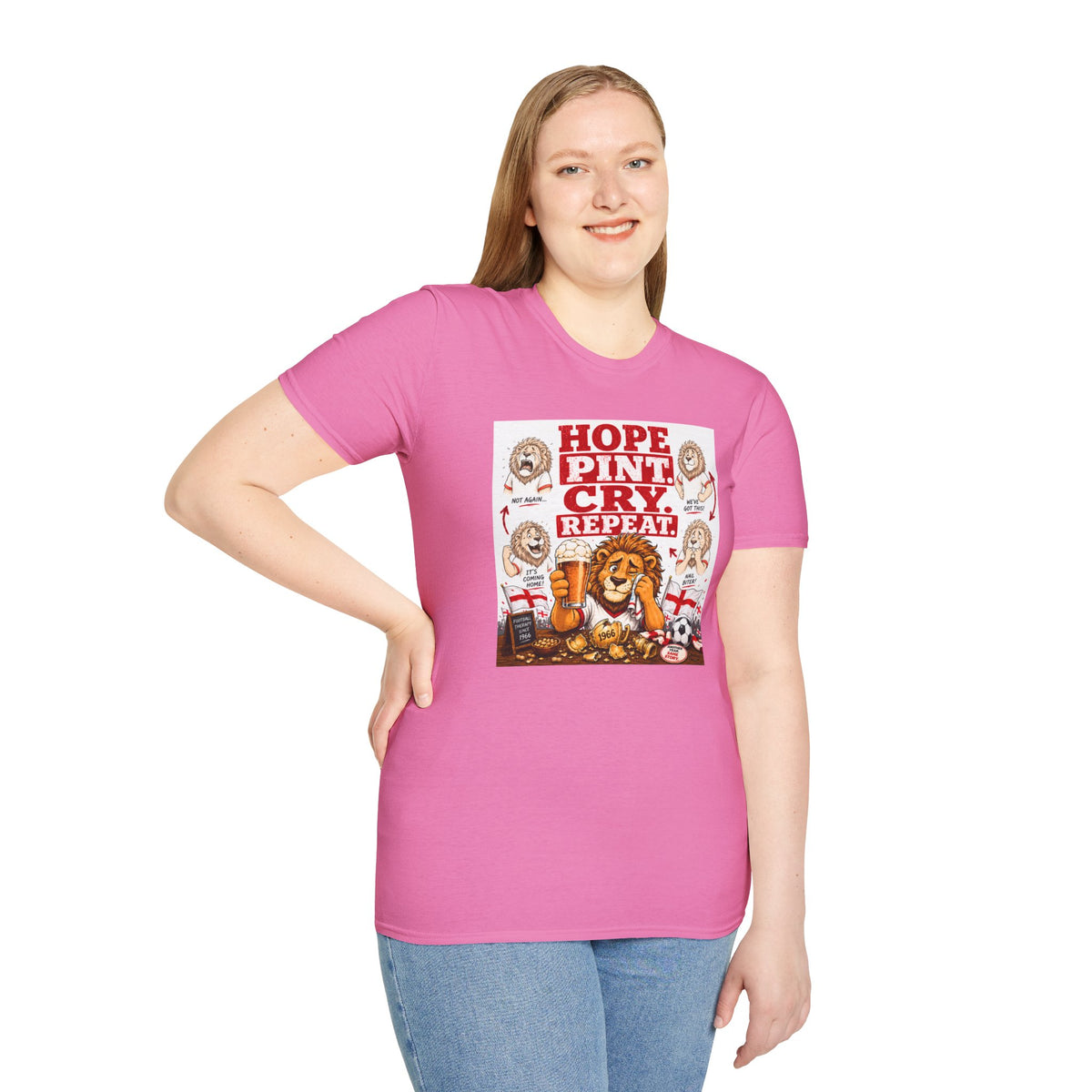 Hope Pint Cry Repeat T-Shirt | Three Lions England Football Tee