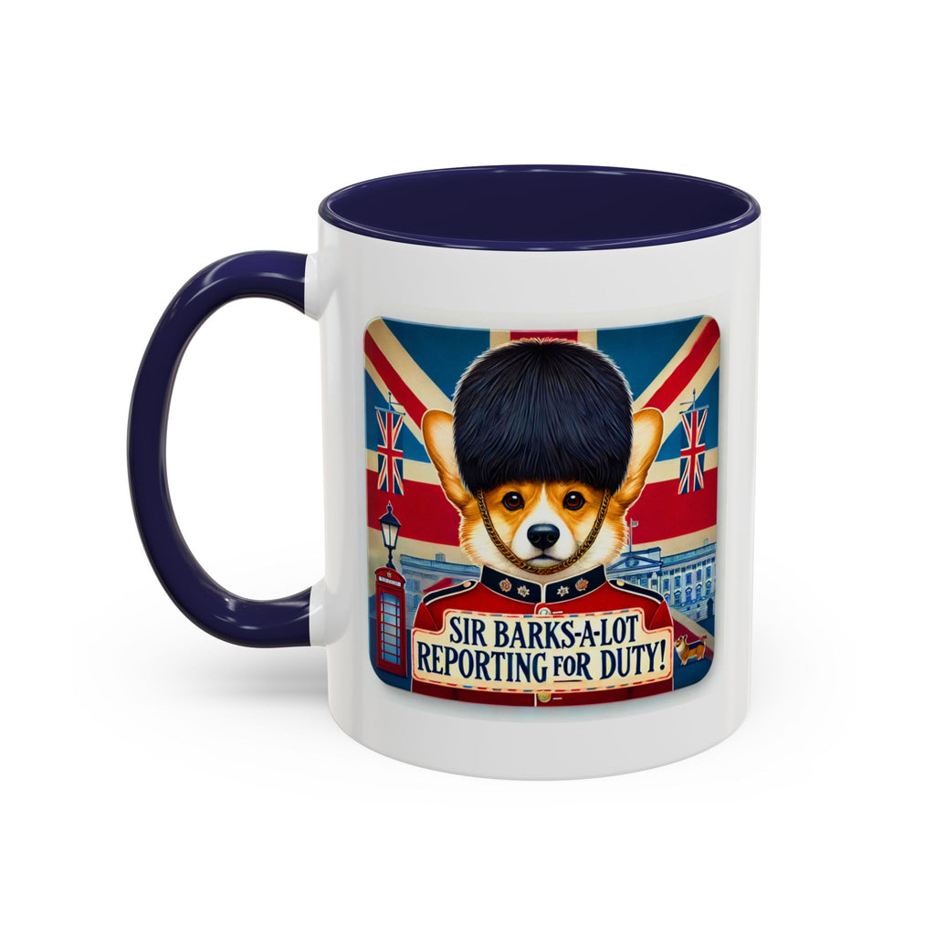 Sir Barks-a-Lot Accent Coffee Mug | Patriotic British Doggy Design | Whimsical 11oz Cup Multiple Colors | Lead & BPA-Free, C-Shaped Handle