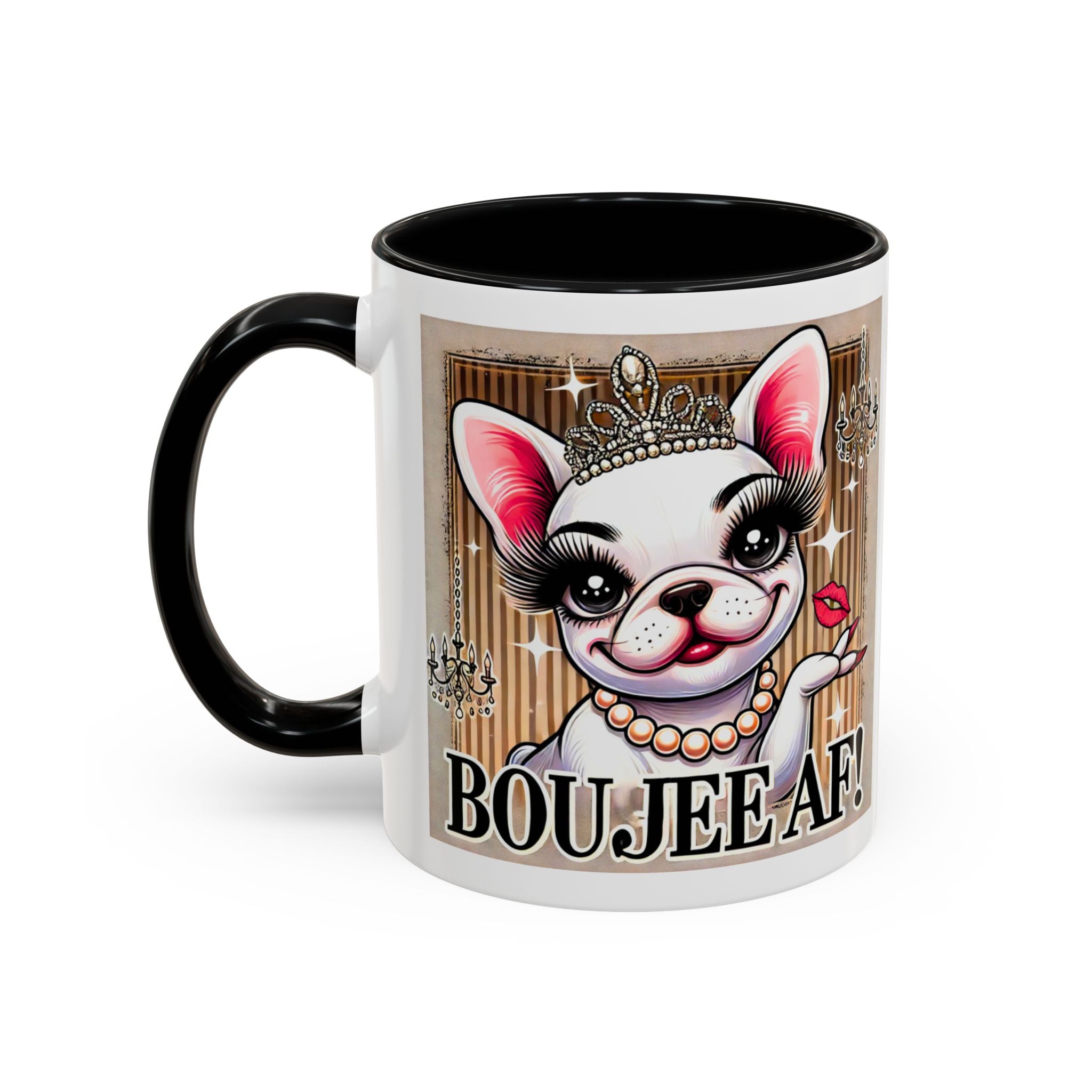 BOUJEE AF Frenchie Mug | 11oz Cute Ceramic Coffee Cup Gift for Animal Lovers | French Bulldog Novelty Mug