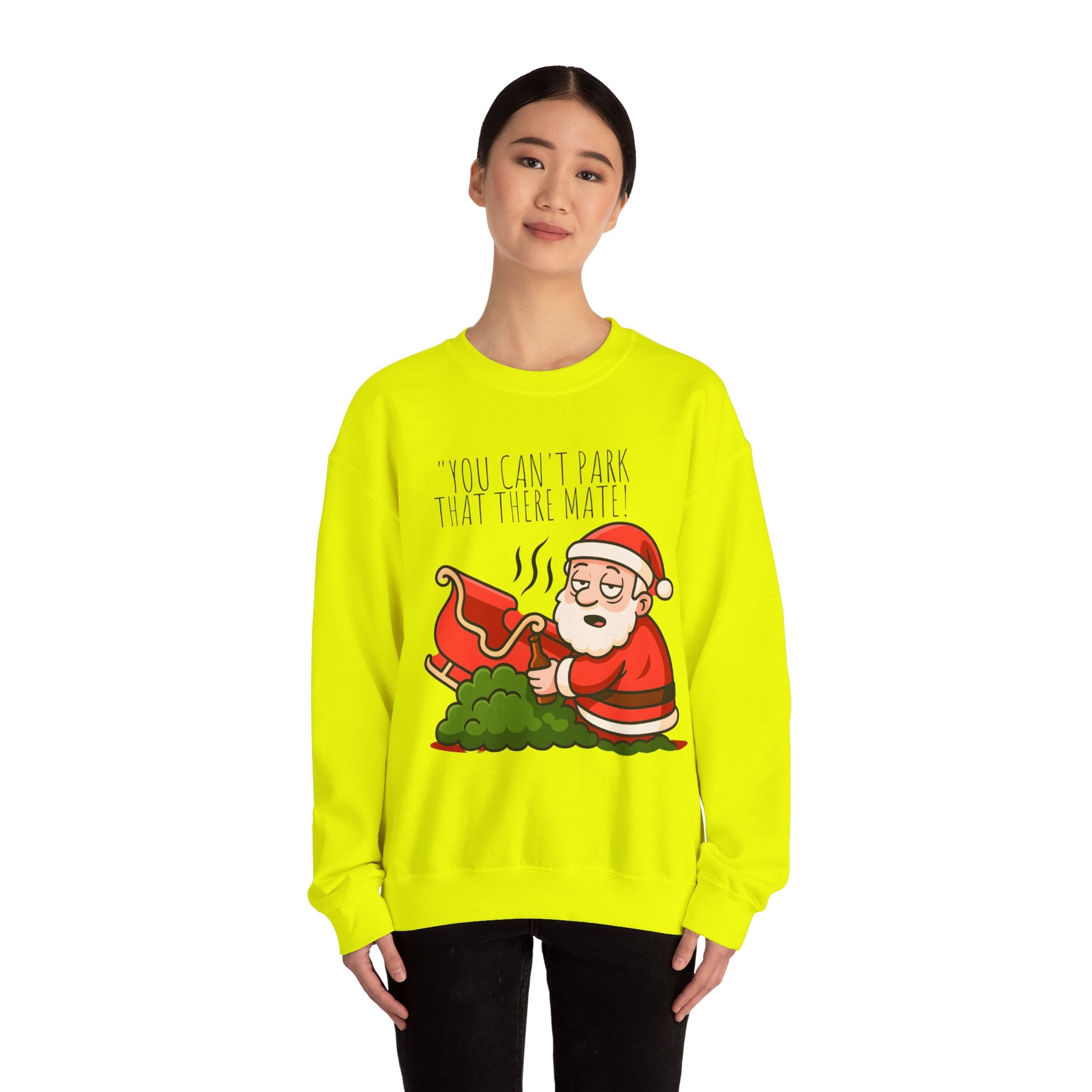 You Can't Park That There Mate! Funny British Christmas Jumper | Drunk Santa Sweatshirt | Cheeky UK Xmas Gift | Cozy Unisex Sweater