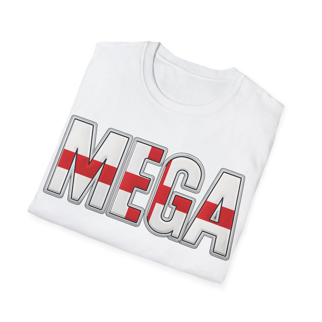MEGA England T-Shirt | Iridescent Glossy Georges Cross Lion Tee | English Patriotic Shirt | Funny St George's Day England Top