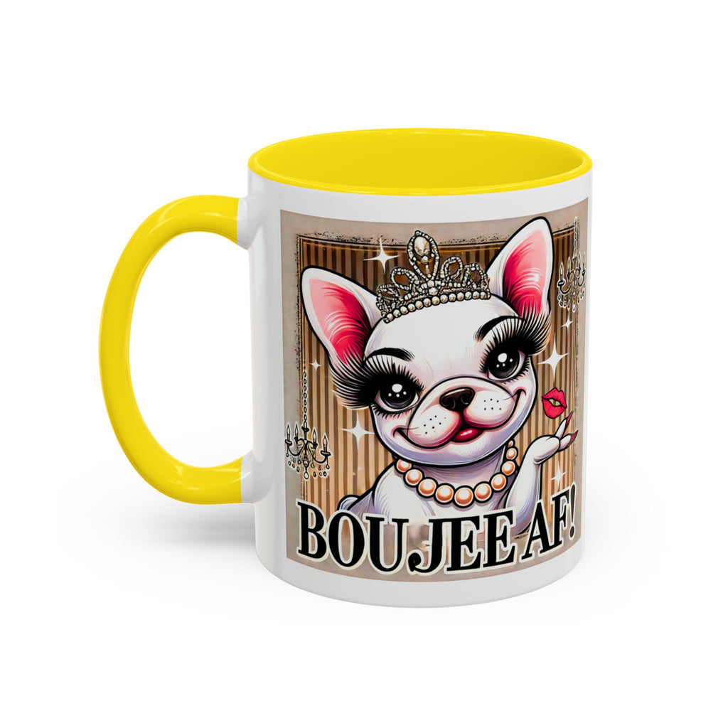 BOUJEE AF Frenchie Mug | 11oz Cute Ceramic Coffee Cup Gift for Animal Lovers | French Bulldog Novelty Mug
