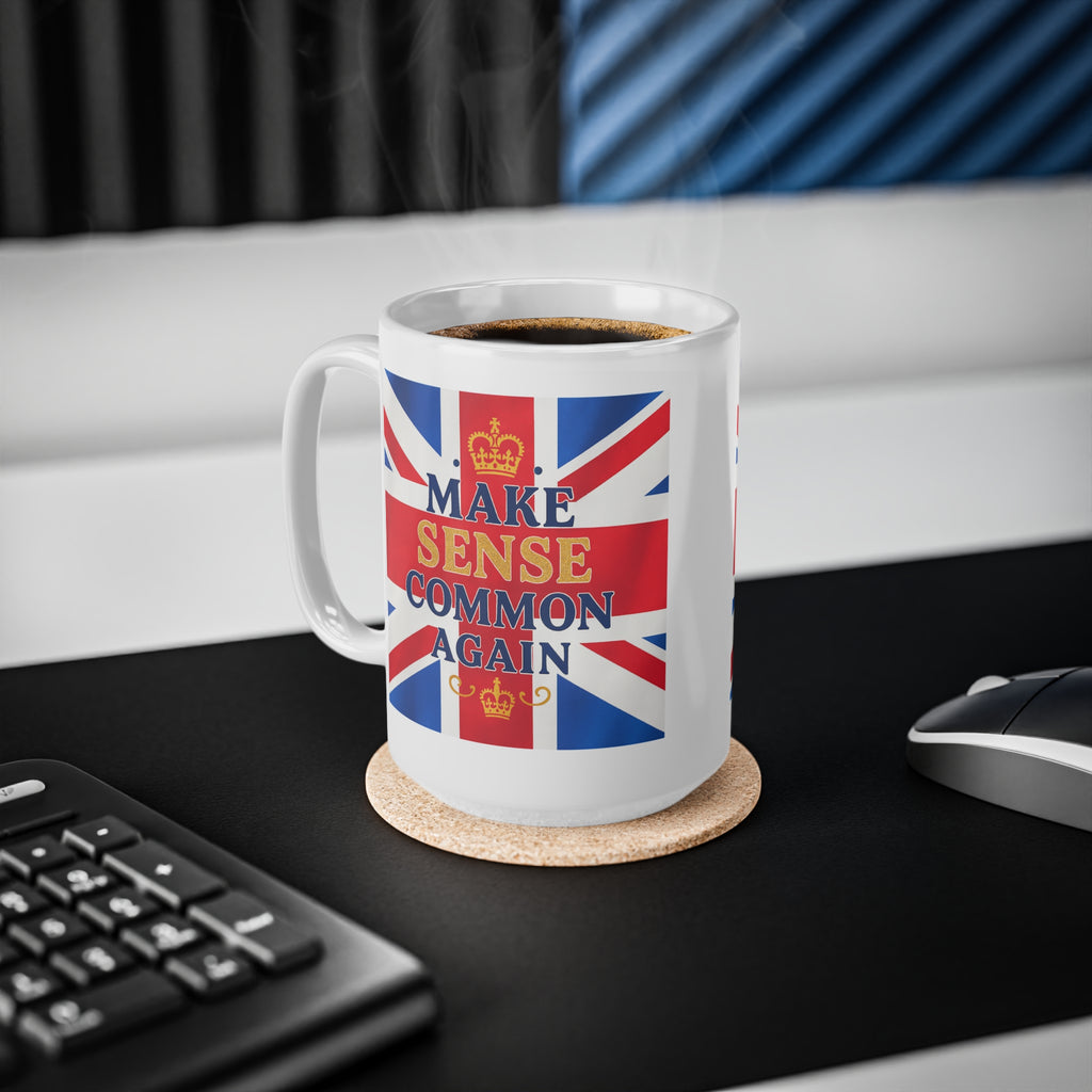 Union Jack Mug | "Make Sense Common Again" | Funny British Political Parody | Patriotic UK Free Speech Cup | Satirical Tea Gift
